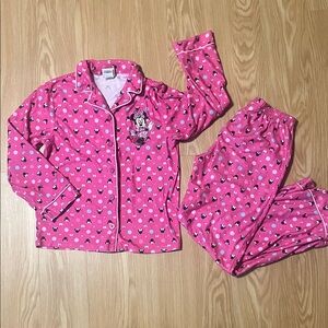Disney Minnie Mouse Flannel Button-Down Pajama Set , size 7/8